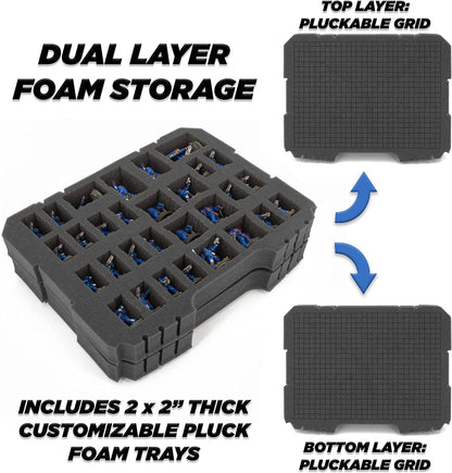 Miniature Storage Hard Shell Figure Case - Dual Layer Foam Miniature Case for Miniatures, Compatible with Warhammer 40k, DND & More!