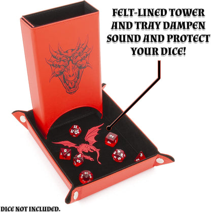 Portable Dice Tower and Tray with Non-Scratch Felt Interior - Folding 8" Auto Dice Roller Dice Tower for Fair and Random Dice Rolling