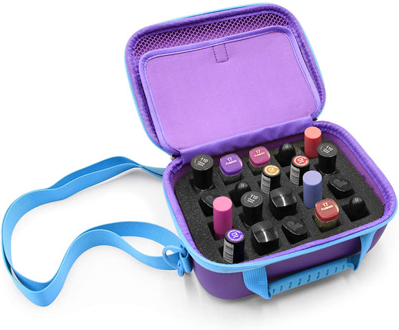 CASEMATIX Nail Polish Organizer Case with 20 Nail Polish Holder Foam Slots - Includes Nail Polish Case with Padded Foam and Shoulder Carry Strap Only