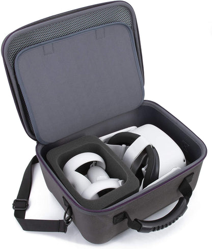 Hard Shell Travel Case Compatible with Oculus Quest 2 - Protective Oculus Quest 2 Case with Impact-Absorbing Foam and Shoulder Strap