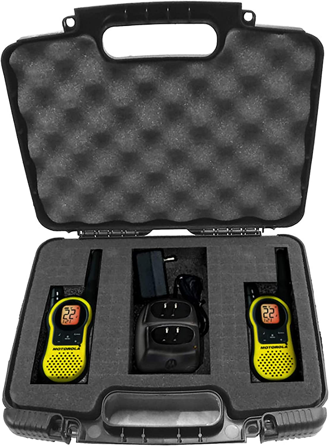 Handheld Radio Travel Case Compatible with 2 Motorola MH230R MS350R, Midland LXT500VP3 GXT1000VP4 or BaoFeng BFF8HP UV82HP Walkie Talkies