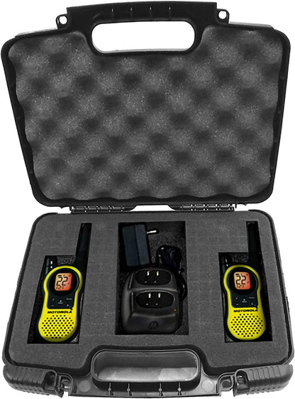 Handheld Radio Travel Case Compatible with 2 Motorola MH230R MS350R, Midland LXT500VP3 GXT1000VP4 or BaoFeng BFF8HP UV82HP Walkie Talkies