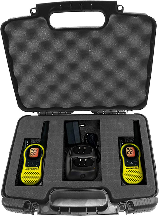 Handheld Radio Travel Case Compatible with 2 Motorola MH230R Radios, Midland LXT500VP3 GXT1000VP4 or BaoFeng BFF8HP UV82HP Walkie Talkies
