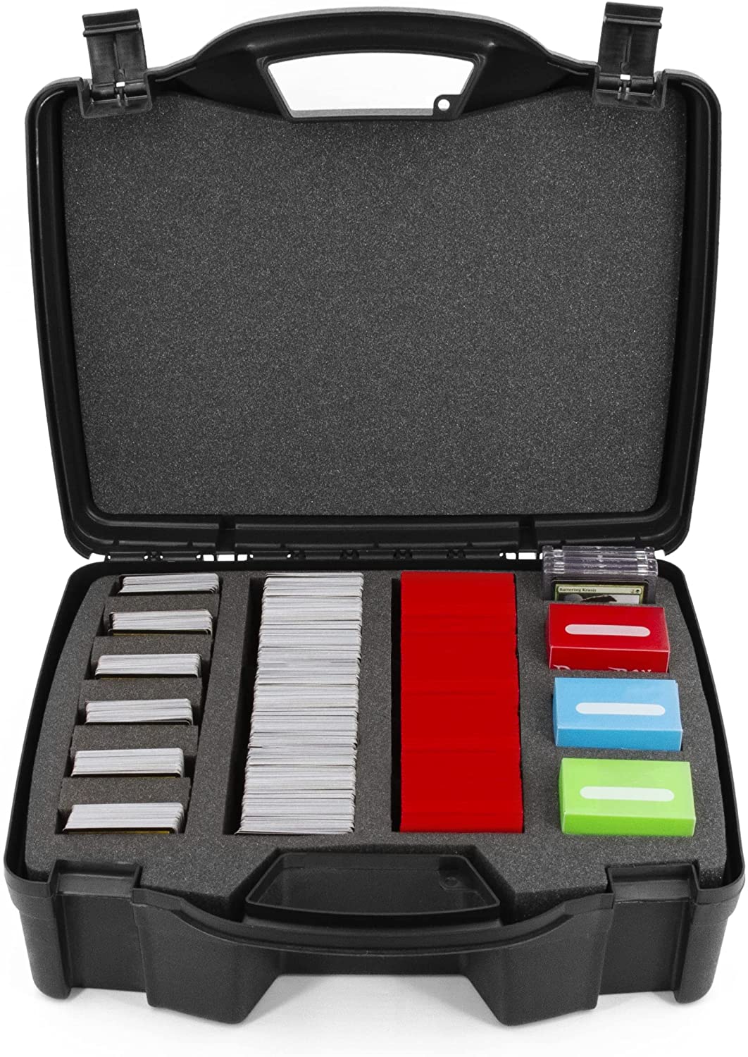 Trading Card Case and Card Game Organizer for 3200 Cards - 16" Hard Shell Card Case Holder for Trading Cards with 40 Dividers
