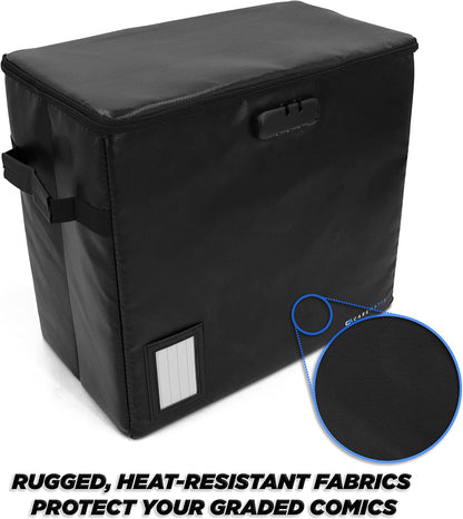 Graded Comic Book Storage Fits 30+ CGC Graded Comics, Fire Resistant Comic Book Bin with 3 Padded Comic Box Dividers and Comic Case Lock