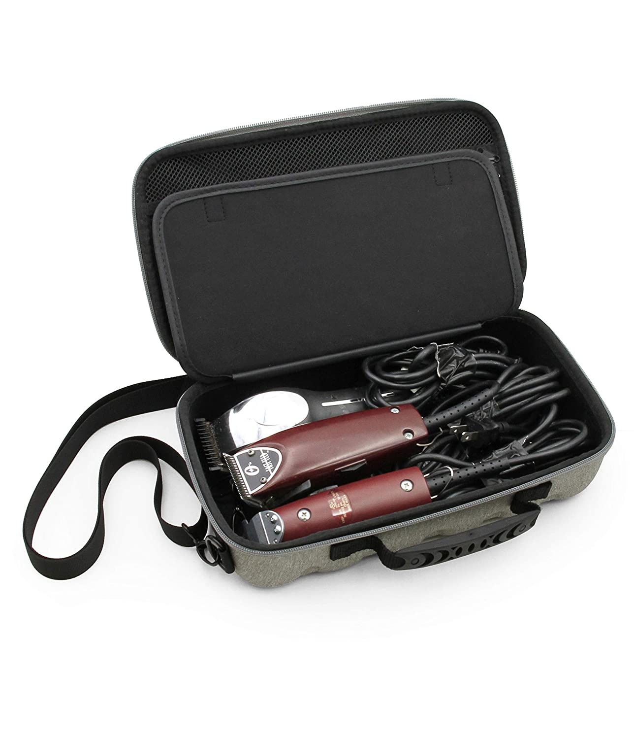 Hair Clipper Case Holds Three Electric Clippers, Hair Buzzers, Trimmers, T-finishers - Case For Barbers, Stylist and Hair Accessories