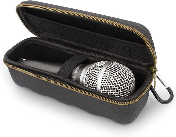 CASEMATIX Single Microphone Case Compatible with Shure SM58, SM48 and More Microphone Models up to 6.75” Maximum, Ultra Compact Mic Case