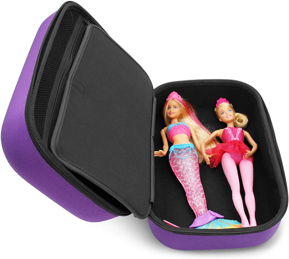 CASEMATIX Travel Doll Case Compatible with Up to 3 Barbie Dolls and Doll  Accessories, Toy Organizer Storage Case for Clothes and More