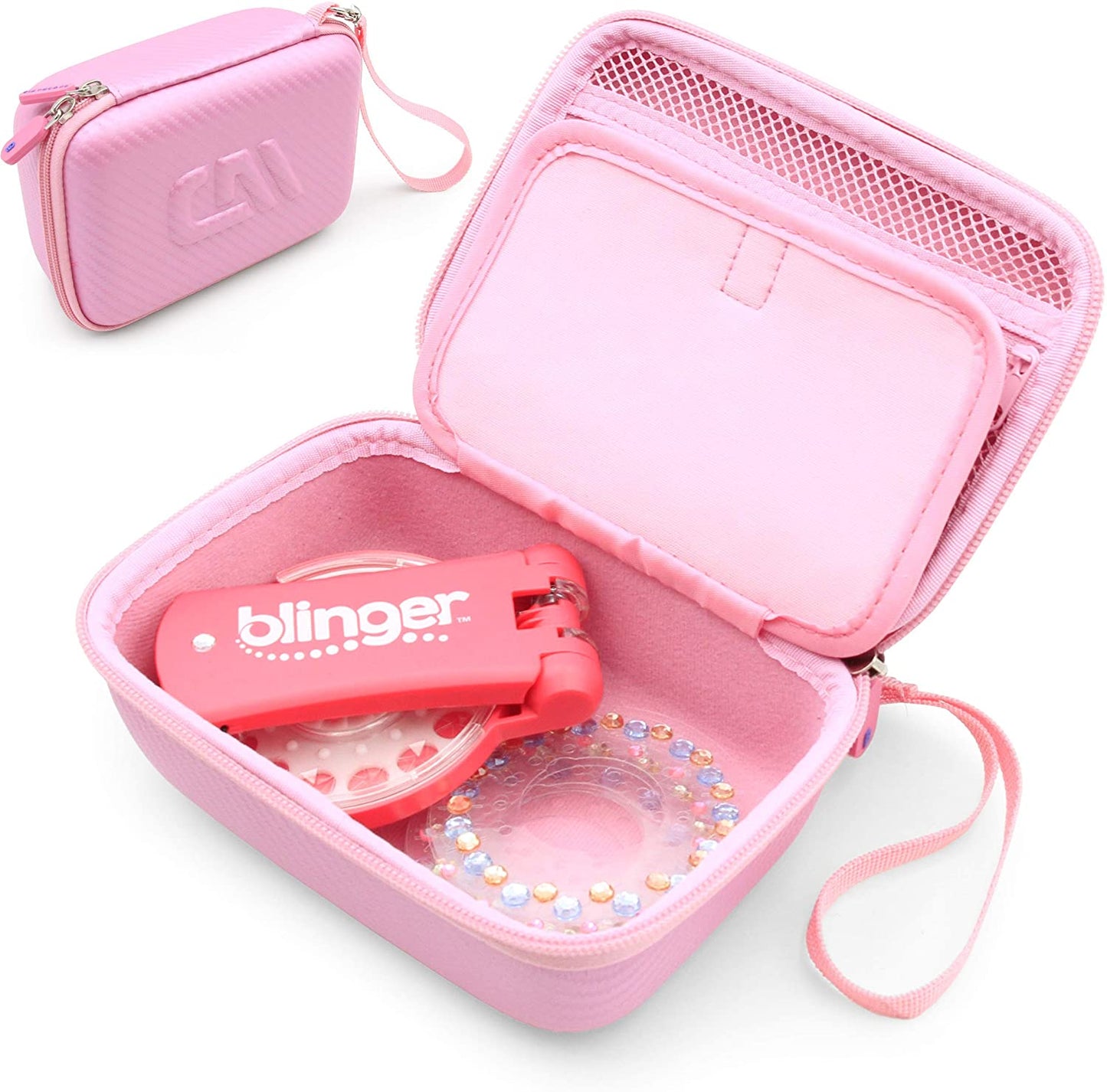 Travel Case with Wrist Strap for Blinger Deluxe Set, Blinger Refill Gems and More Hair Jewels and Nail Glam Childrens Accessories, Case Only
