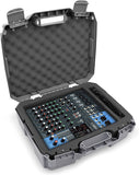 CASEMATIX DJ Mixer Travel Case for Yamaha MG10XU, MG10 10 Input Stereo Mixer Effects and Cables - Hard Shell Protection with Customizable Foam, Gray