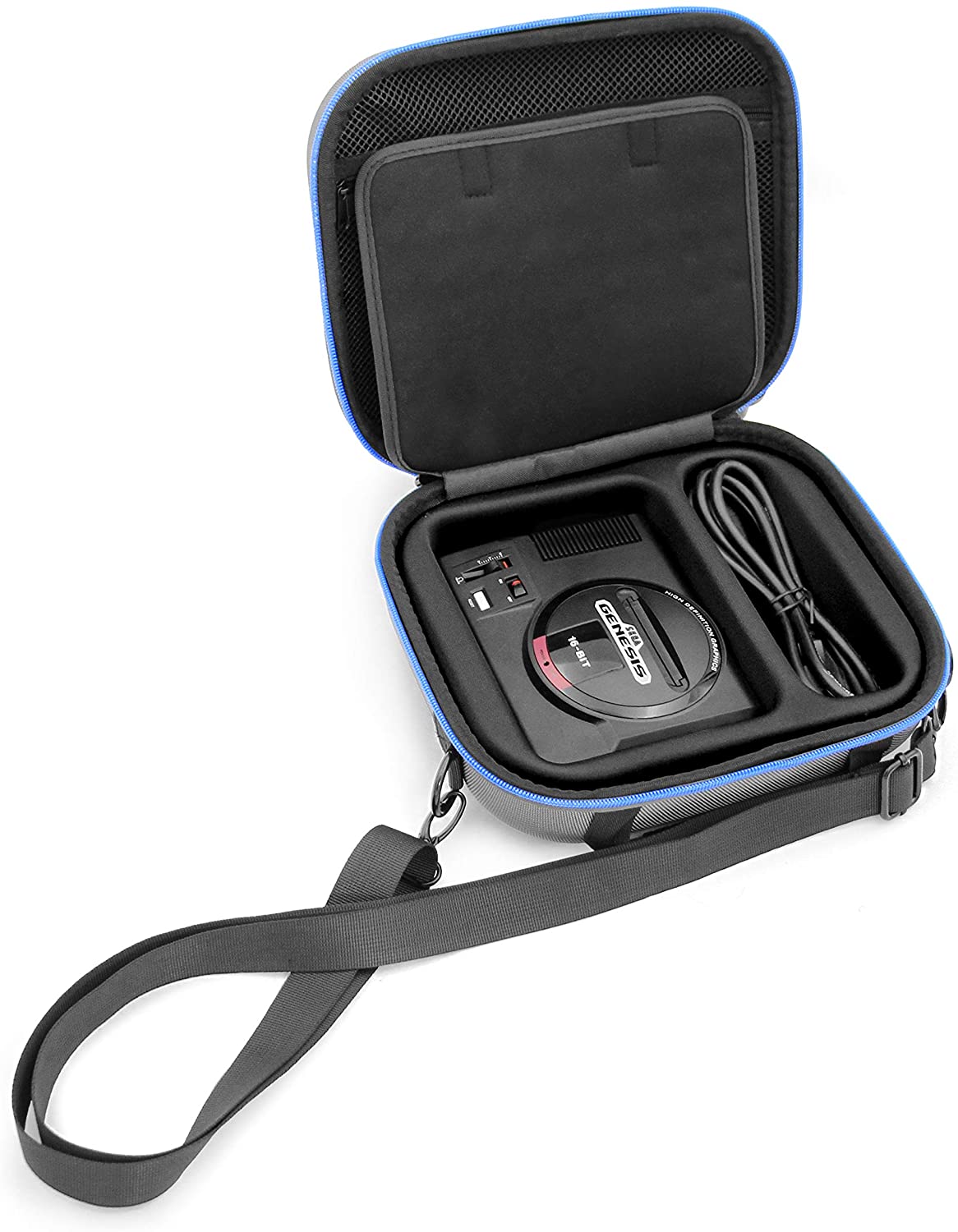 Video Game Case Compatible with Sega Genesis Mini Gaming Console - Hard Shell EVA Protection with Controller Compartment & Adjustable Shoulder Strap