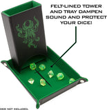 CASEMATIX Portable Dice Tower and Tray Set with Non-Scratch Felt Interior - Folding 8" Auto Dice Roller Dice Tower for Fair and Random Dice Rolling