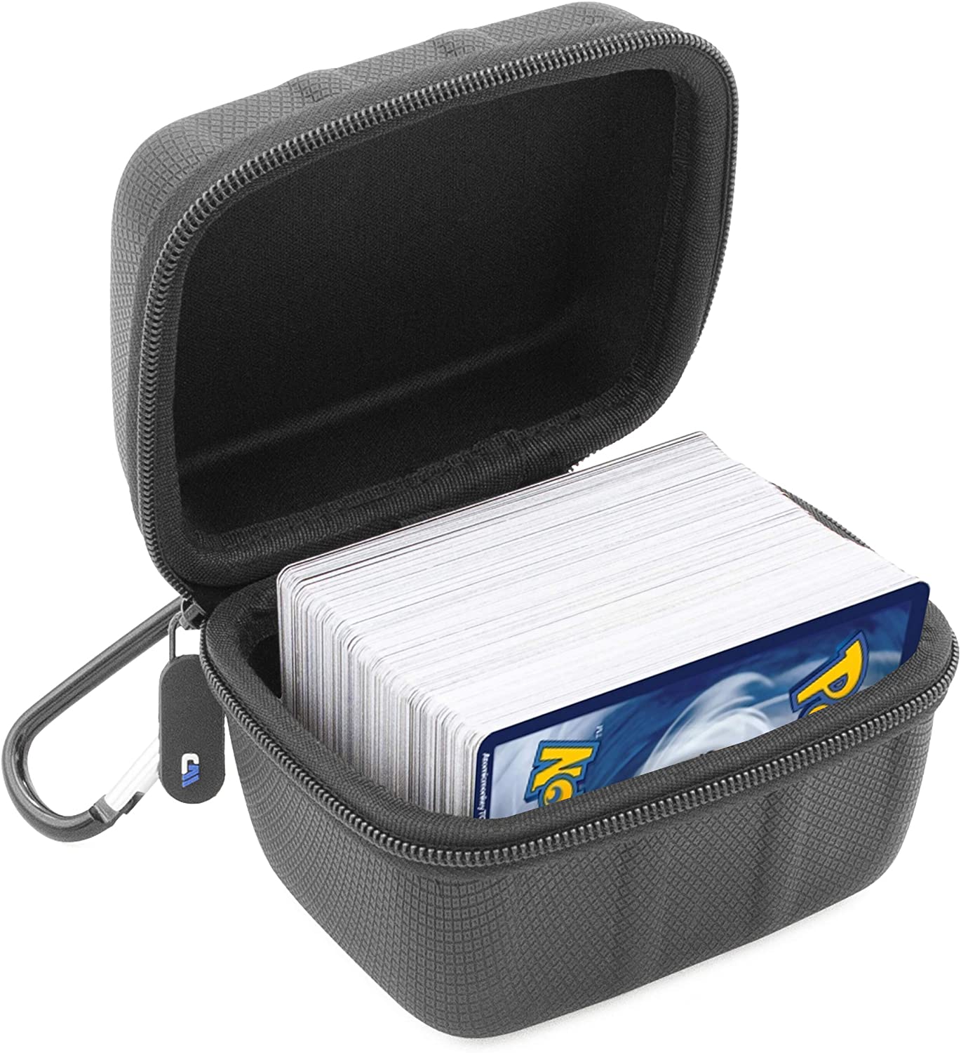 Card Deck Box for Up to 200 Cards - EVA Playing Card Case with  Metal Carabiner Compatible with Pokemon Trading Cards GX or EX and Other TCGs
