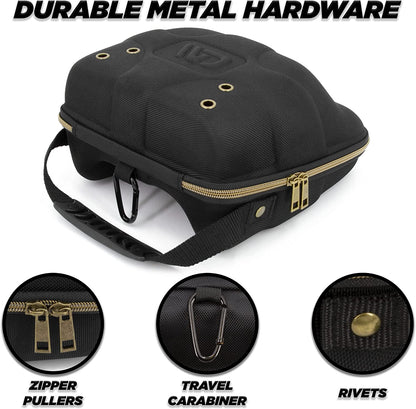 CASEMATIX Hat Travel Case for up to 4 Baseball Caps with a Hard Shell, Travel Carabiner and Handle - Portable Hat Case Carrier for Hats Storage