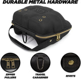 CASEMATIX Hat Travel Case for up to 3 Baseball Caps with a Hard Shell, Travel Carabiner and Handle - Portable Hat Case Carrier for Hats Storage