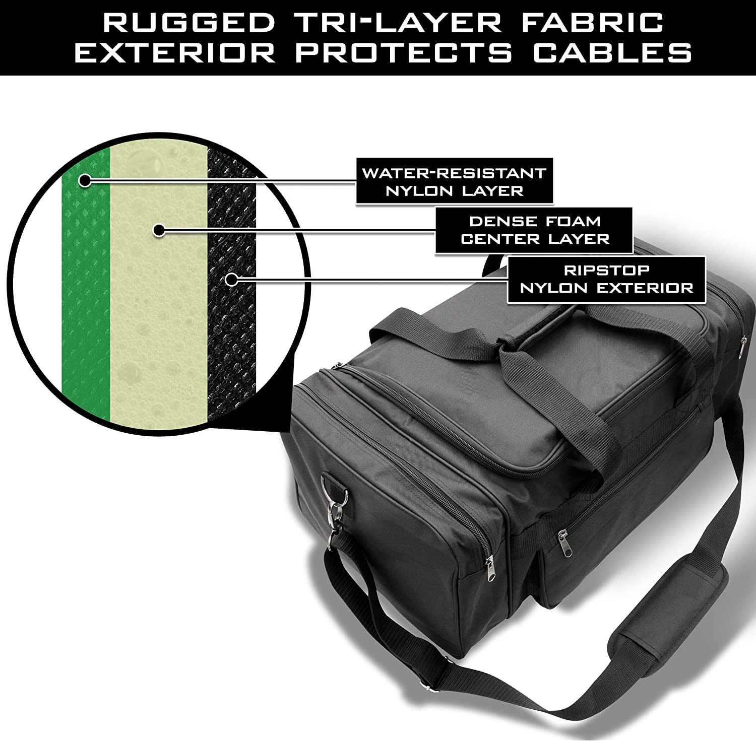 MYBAGZING Dj Cable Bag-24 Large Dj Cable File Bag-Dj Cabel Organizer  Case-Travel Gig Bag-DJ Gear Bag for Dj Accessories-Dj Equipment Case with  Padded