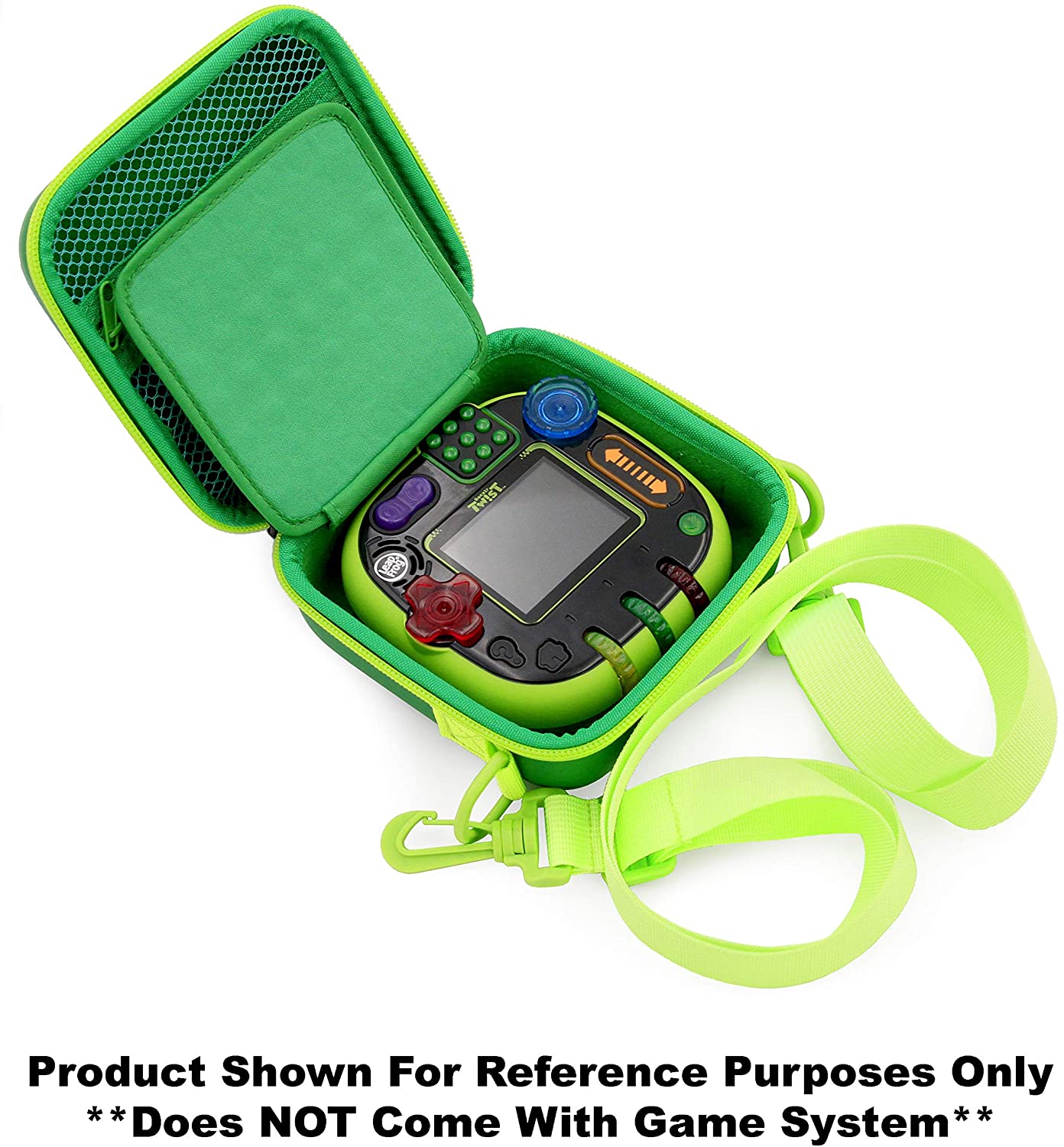 Toy Box Travel Case Compatible with Leapfrog Rockit Twist Handheld Learning Game System with Shoulder Strap, Accessory Storage and Keychain