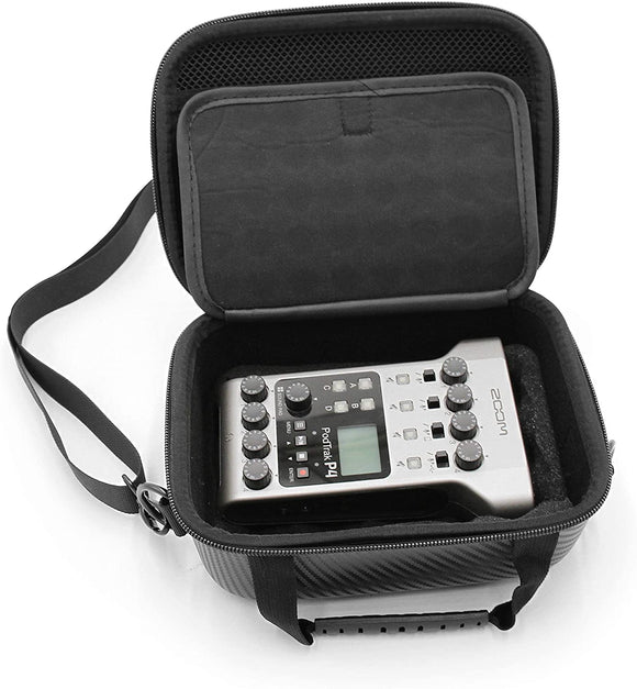 CASEMATIX Case for Zoom Podtrak P4 Podcast Recorder and Podcast Accessories in Padded Foam, Includes Case for Zoom Podtrak P4 Only with Carry Strap