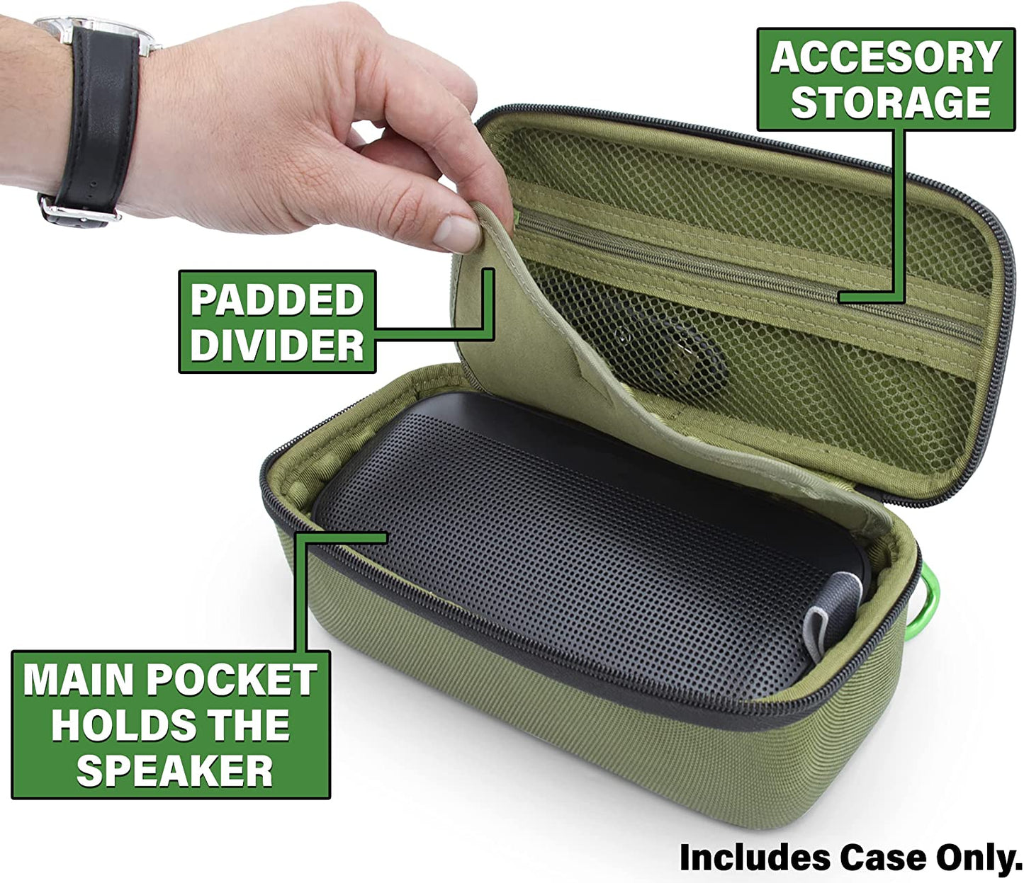Carry Case Compatible with Bose Soundlink Flex Bluetooth Speaker and Charge Cable, Includes Clip On Carabiner and Rugged Exterior