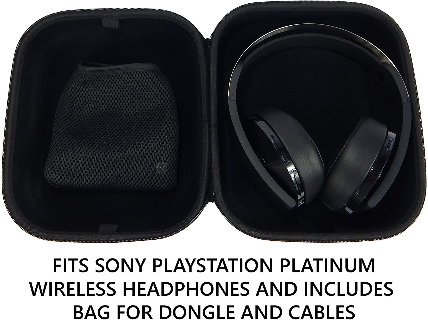 CASEMATIX Gaming Headset Compatible with PS5 Pulse 3D Wireless Headset, Platinum Wireless Playstation Headset for PS4, Dongle, Cables and More | Lightweight & Affordable Hard Cases For Microphones, Guns, PS5s &