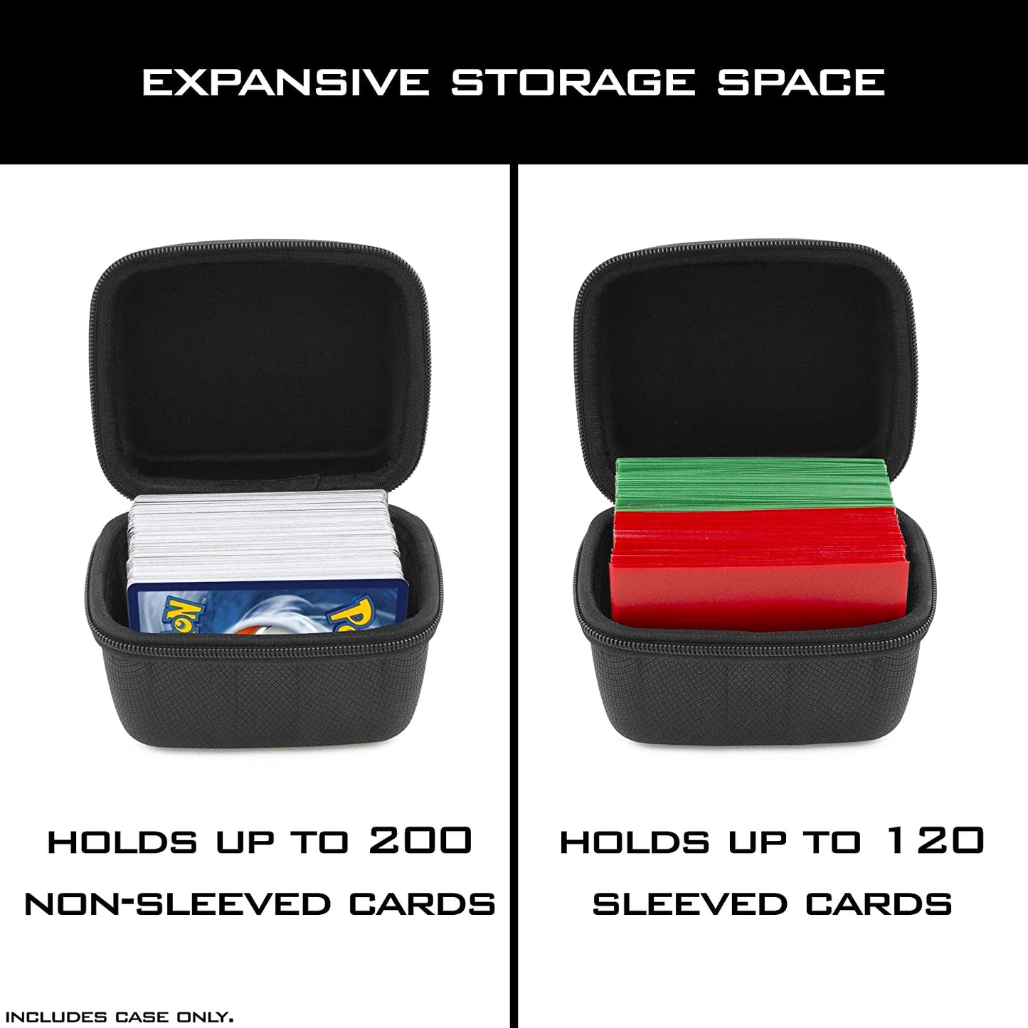Card Deck Box for Up to 200 Cards - EVA Playing Card Case with  Metal Carabiner Compatible with Pokemon Trading Cards GX or EX and Other TCGs