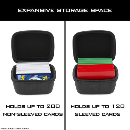 Card Deck Box for Up to 200 Cards - EVA Playing Card Case with  Metal Carabiner Compatible with Pokemon Trading Cards GX or EX and Other TCGs