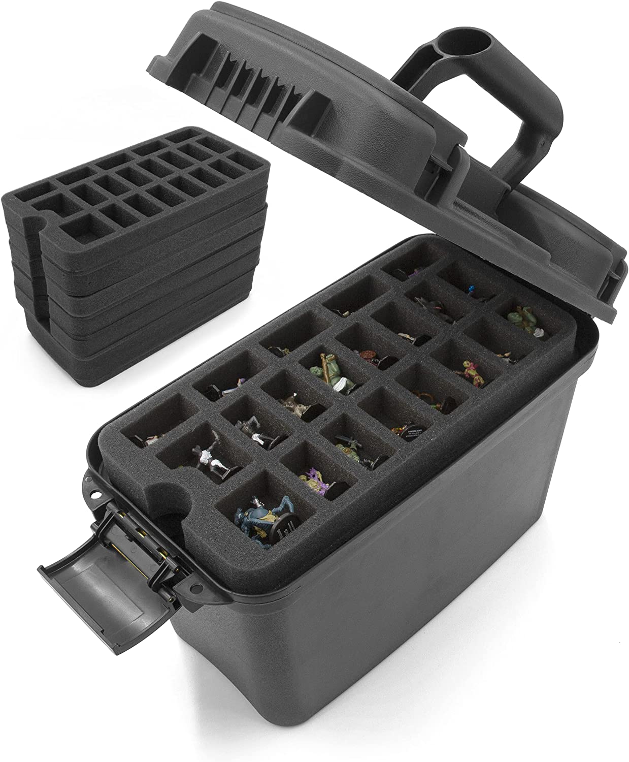 CASEMATIX Miniature Storage Hard Shell Figure Case - 105 Slot Figurine Carrying  Case Compatible with Warhammer 40k, Dungeons & Dragons & More!