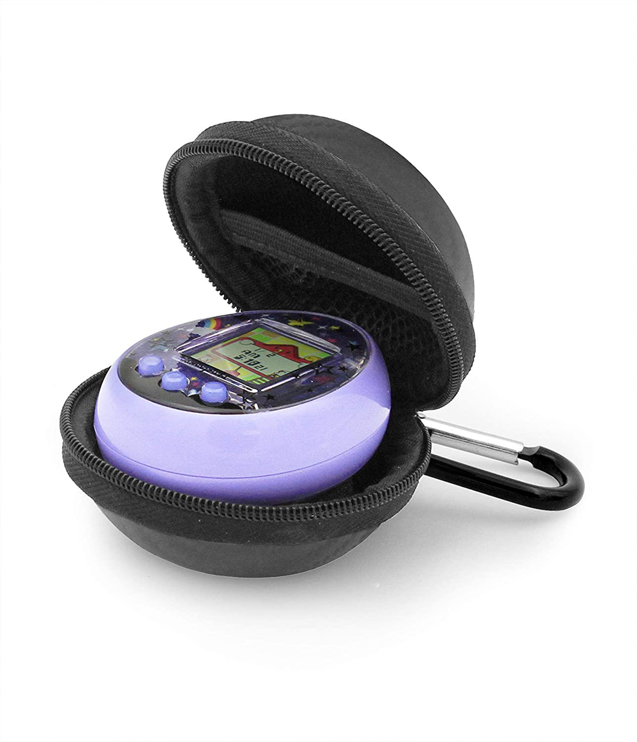 Virtual Pet Travel Case – Compatible with Tamagotchi, Giga Pets & More within EVA Protection – Includes Toy Pet Case Only with Carabiner