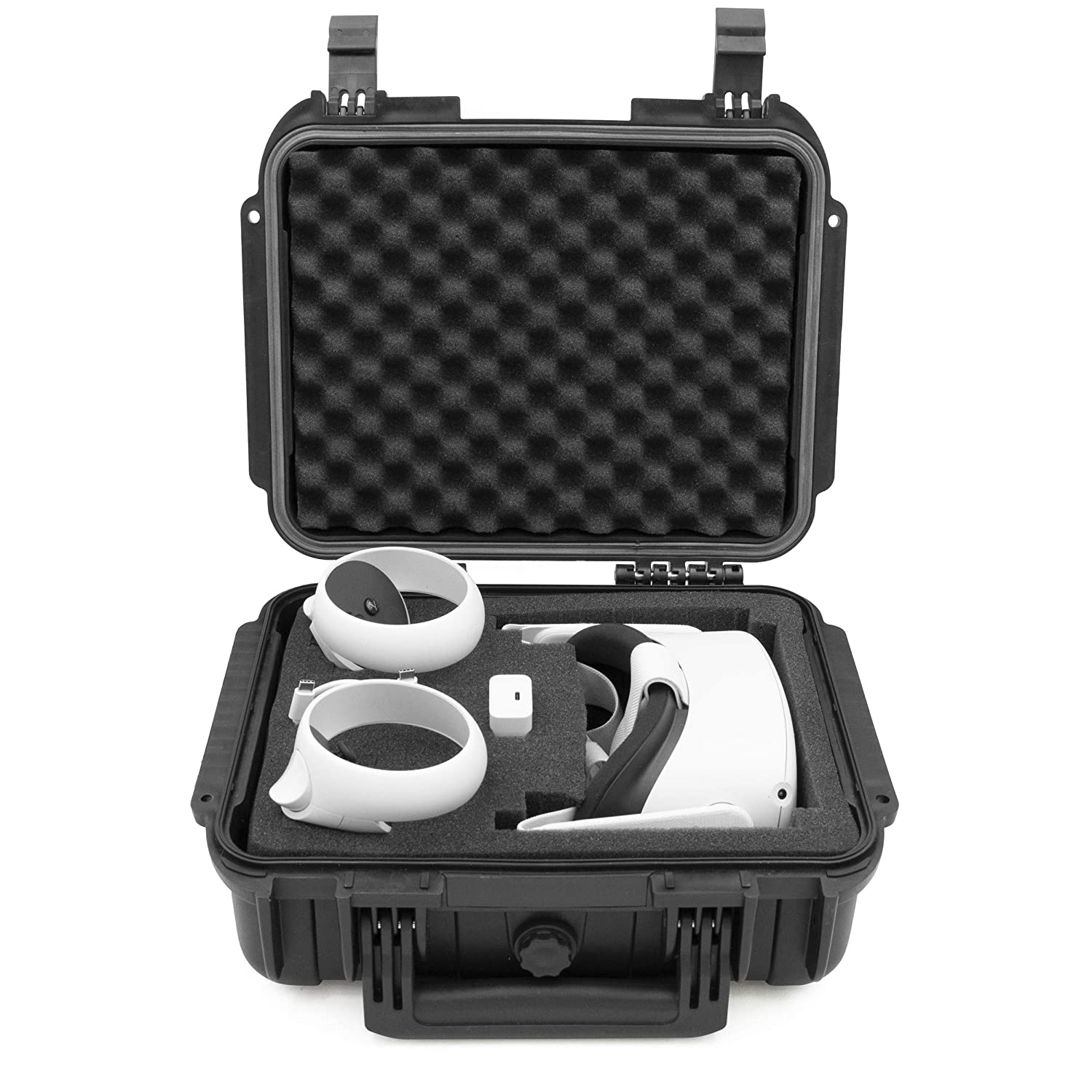 CASEMATIX Waterproof Hard Case Compatible with Quest 2 and Oculus Quest VR Gaming Headset & Accessories with Customizable Foam Interior | Lightweight & Affordable Hard Cases For Microphones, PS5s & More