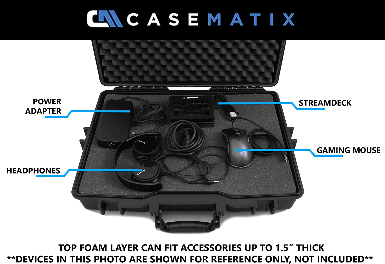 CASEMATIX 17 Elite Custom Waterproof Laptop Case fits Acer Predator Helios 300 Helios 500 Nitro 5 and More Gaming Laptops 15.6 17.3 Lightweight Affordable Hard Cases For Microphones Guns PS5s More