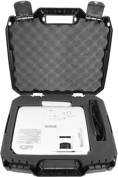 Hard Shell Projector Case Compatible with Epson PowerLite & Home Cinema Models with Tri-Layer Foam & Accessory Storage – Case Only