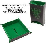 CASEMATIX Portable Dice Tower and Tray Set with Non-Scratch Felt Interior - Folding 8" Auto Dice Roller Dice Tower for Fair and Random Dice Rolling