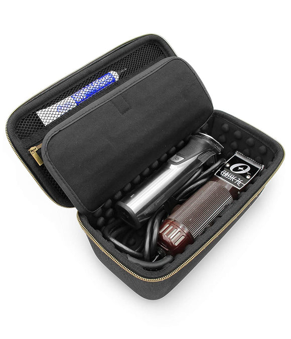 CASEMATIX Hair Clipper Barber Case Holds Two Clippers, Hair Buzzers, Trimmers, T Finisher Liner - Travel Case For Clippers, Stylist and Hair Supplies