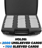 CASEMATIX Trading Card Case and Card Game Organizer for 2000 Cards - 17" Hard Shell Card Case Holder for Trading Cards with 18 Dividers and Foam