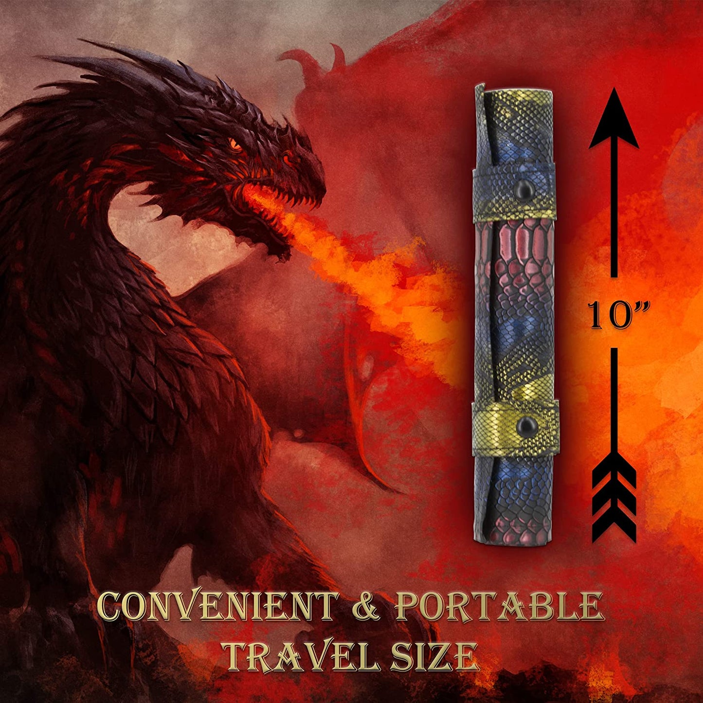 Dice Rolling Tray and Dice Mat Includes 7 Roleplaying Dice for Dungeons and Dragons D&D - Travel Dice Holder for Storing up to 14 Game Dice