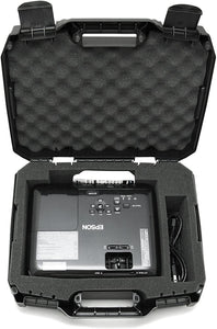 CASEMATIX Projector Travel Case Compatible with Epson VS250 SVGA, VS350 XGA, VS355 WXGA Projectors, HDMI Cable and Remote with Custom Foam