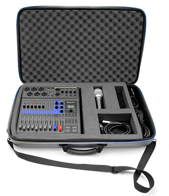 CASEMATIX Portable Studio Case Compatible with Zoom Podcast Digital Mixer Livetrak L8 Recorder and Accessories, Includes Carry Bag Only with Strap