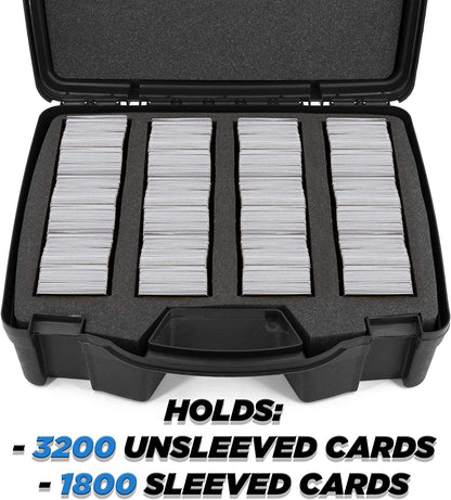 Trading Card Case and Card Game Organizer for 3200 Cards - 16" Hard Shell Card Case Holder for Trading Cards with 40 Dividers