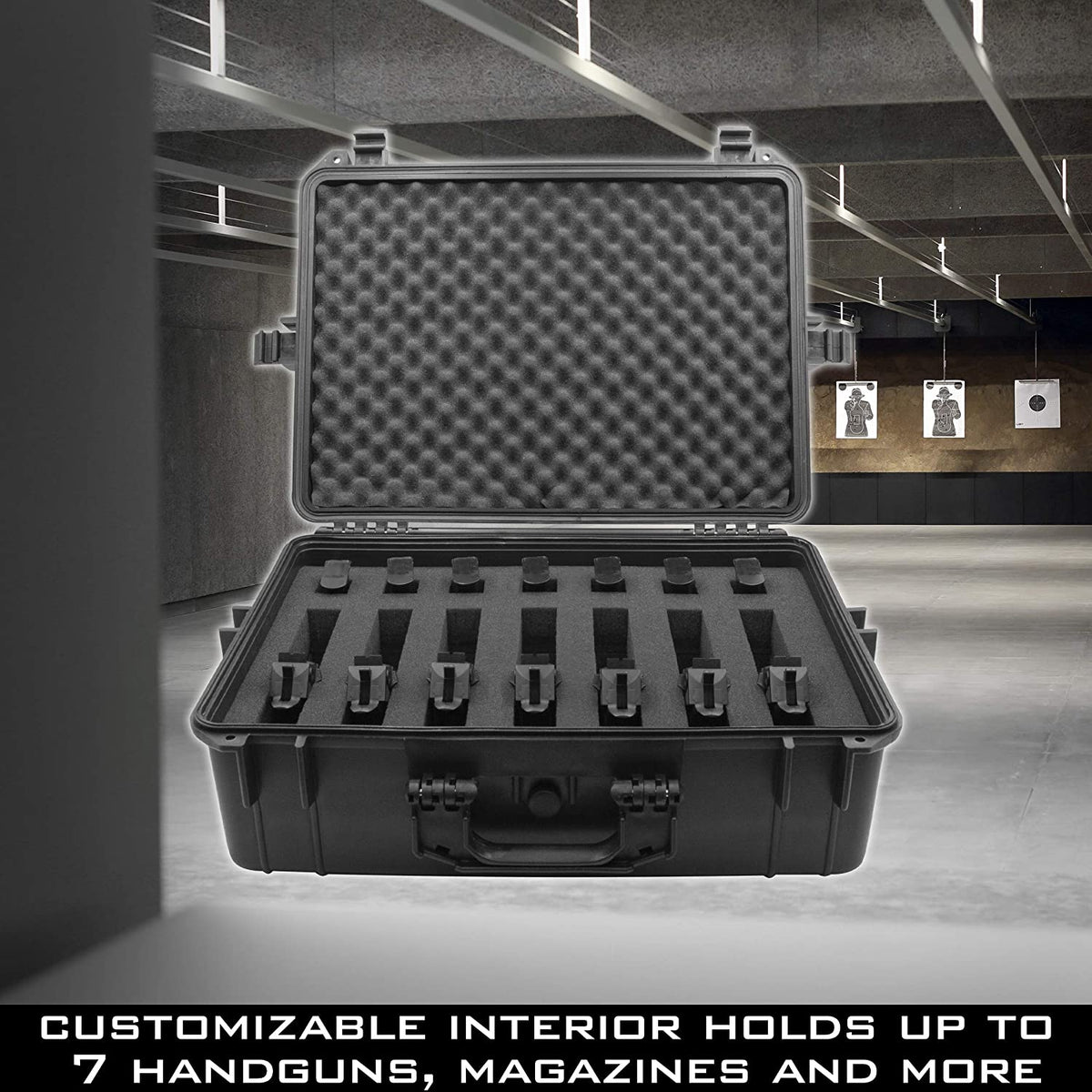 CASEMATIX 23" Customizable 7 Pistol Multiple Pistol Case - Waterproof ...
