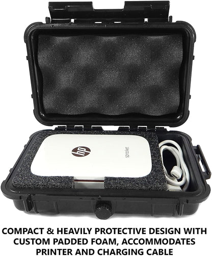 Waterproof Case for HP Sprocket Photo Printer - Crushproof Protection with Airtight Seal, Silicone Base & Foam Compartments - Case Only