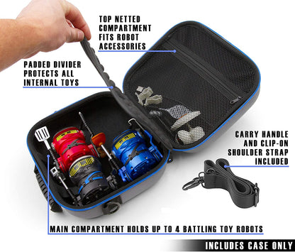 Travel Toy Case Compatible with 4 Ninja Bots Interactive Battling Robots - Hard Shell Protection with Gel Padded Divider, Handle Shoulder Strap