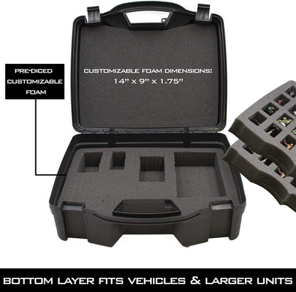 Miniature Storage Hard Shell Figure Case - 80 Slot Figurine Carrying Case with Customizable Foam Compatible with Warhammer 40k, DND & More!