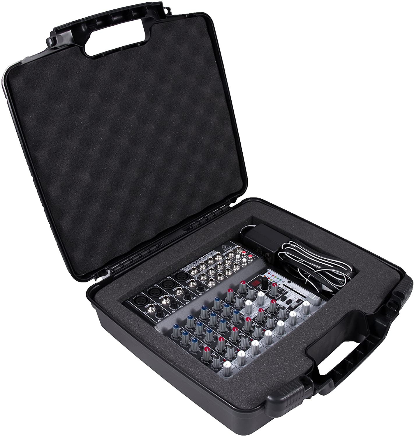 CASEMATIX Custom Case Designed just For Behringer XENYX 1202FX Analog Mixer  and 1202 power Supply - Protective Padded Foam Compartment and Hard Shell |  Lightweight & Affordable Hard Cases For Microphones, Guns,