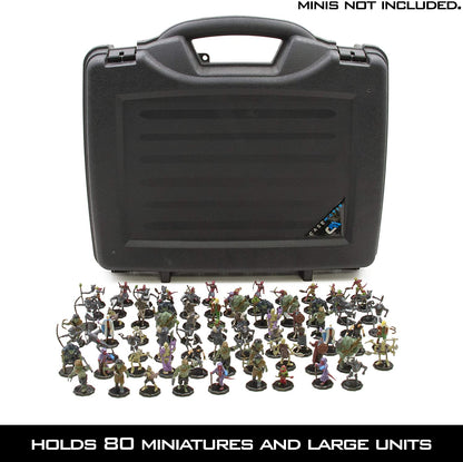 Miniature Storage Hard Shell Figure Case - 80 Slot Figurine Carrying Case with Customizable Foam Compatible with Warhammer 40k, DND & More!