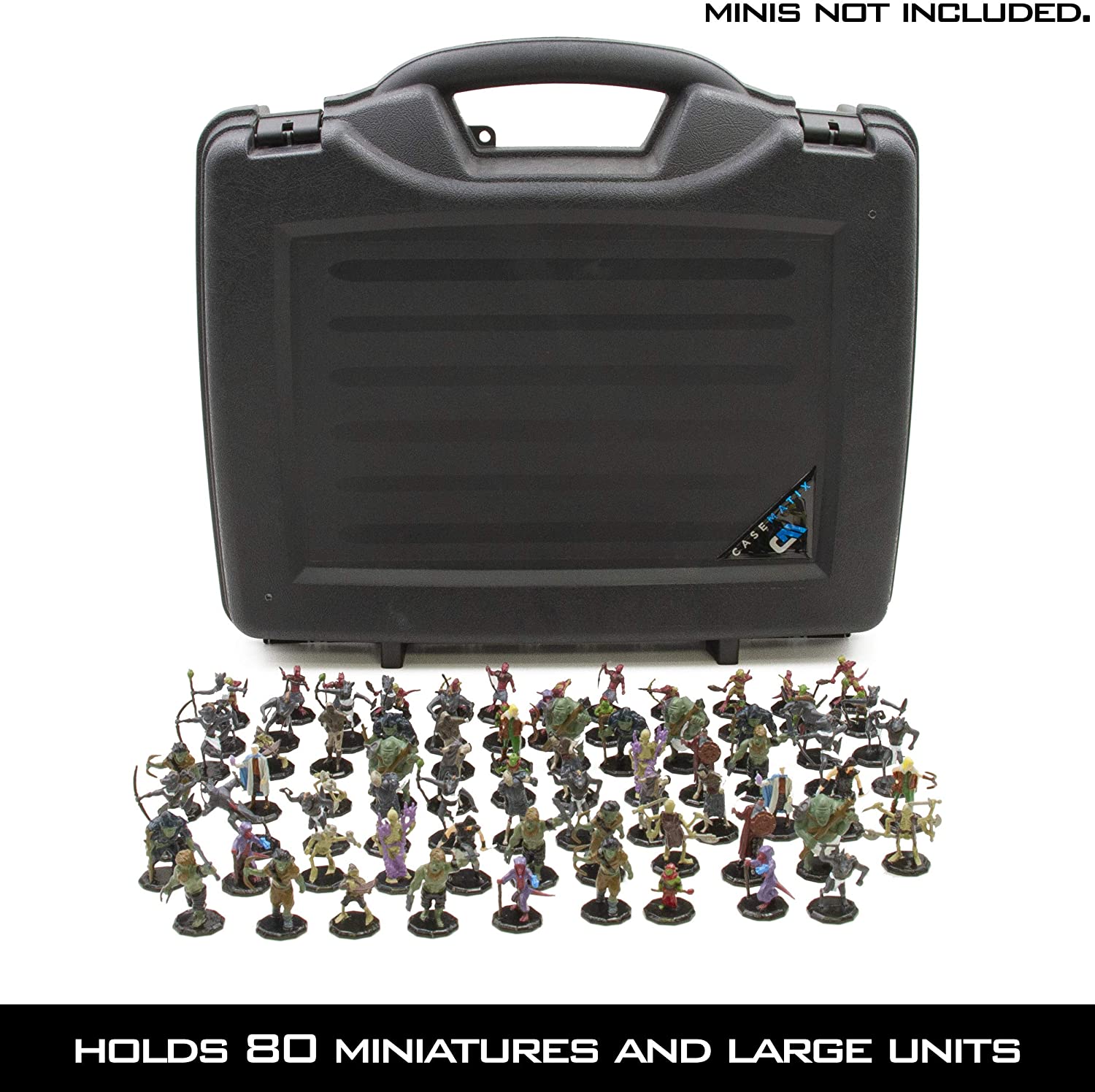 Casematix Miniature Storage Case - 30 ct Organizer for Dnd, Warhammer 40K Miniatures - Case Only, Size: 17 x 12.5 x 3.75, Black