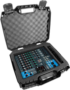 CASEMATIX Hard Shell DJ Mixer Travel Case with Customizable Foam Compatible with Yamaha MG10XU, MG10, MG06 10 Input Stereo Mixer Effects and Cables