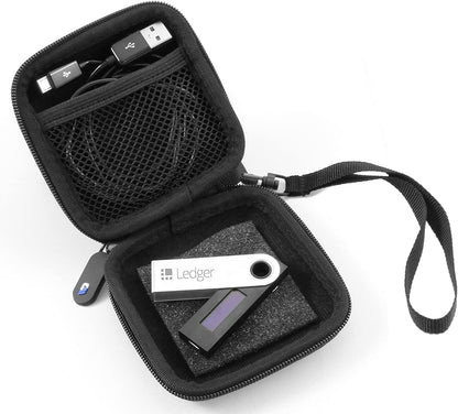 Carry Case for Cryptocurrency Hardware Wallet Compatible with Ledger Nano S/Trezor Bitcoin Wallet - EVA Protection with Elastic Netting & Wrist Strap