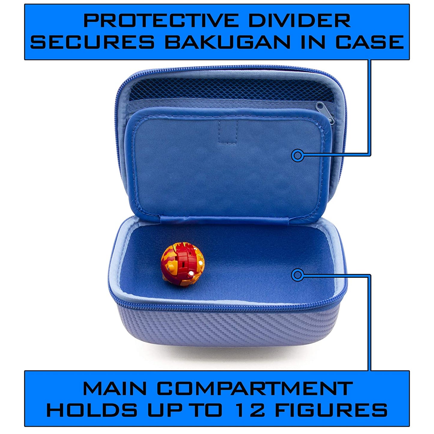 Bakugan Travel Case - Hard Shell Protection for Bakugan Figures, BakuCores & Trading Cards with Padded Divider & Wrist Strap