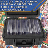 CASEMATIX Graded Card Storage Box Compatible with 22 BGS 35 FGS 29 PSA Graded Sports Cards or 100+ Sleeve Top Loaders, Waterproof Graded Card Case