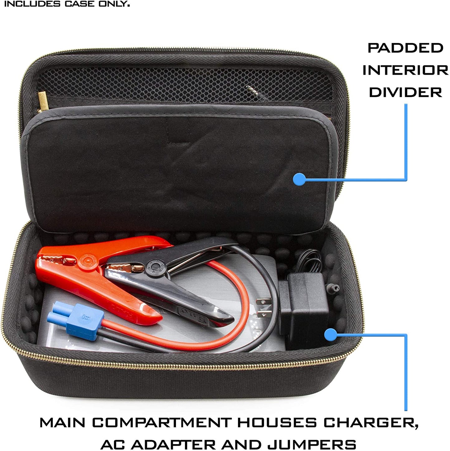 Travel Case for Portable Battery Bank Compatible with Halo Bolt 58830 mWh Laptop Charger and Jumper Cables, Car Charger, Wall Charger & More